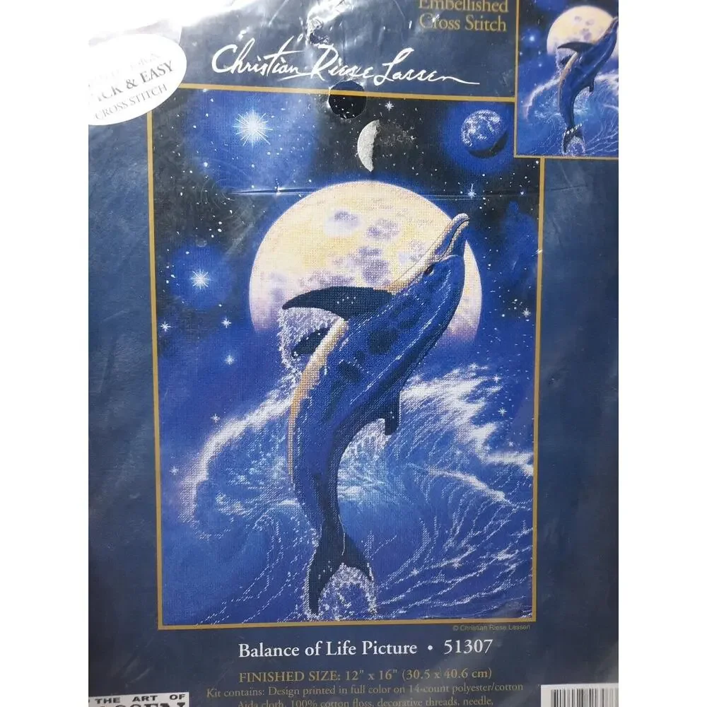 Candamar Design Embellished Cross Stitch Kit Balance of LIfe 51307 Dolphin